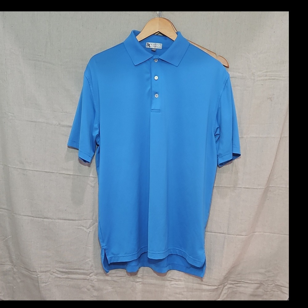 Kevin's by Peter Millar Men's Polo Shirt M Blue Short Sleeve Stretch Poly/Span